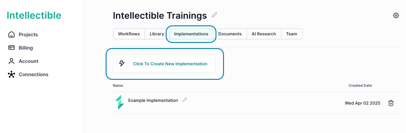 Create Implementation