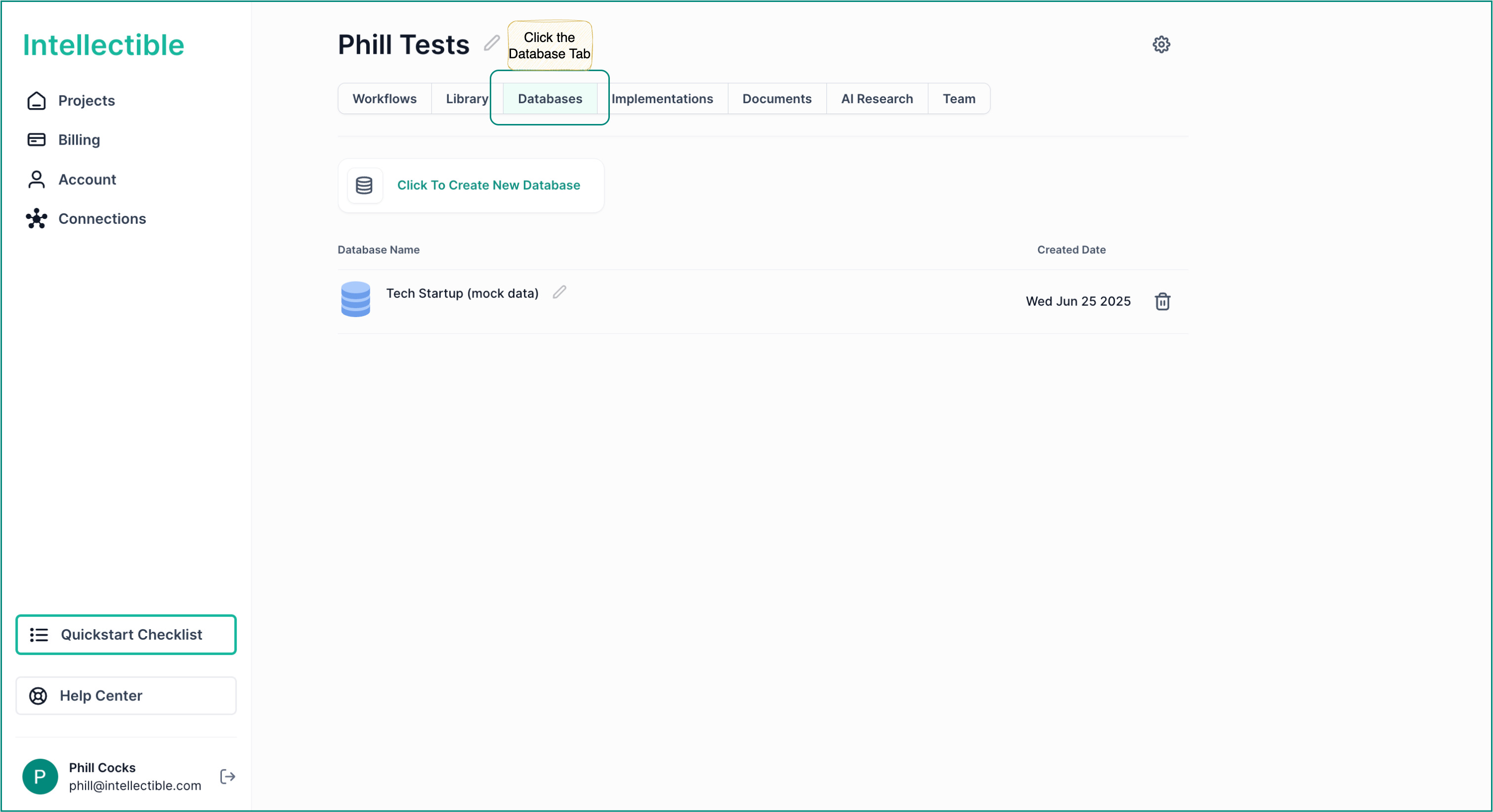 Database Tab
