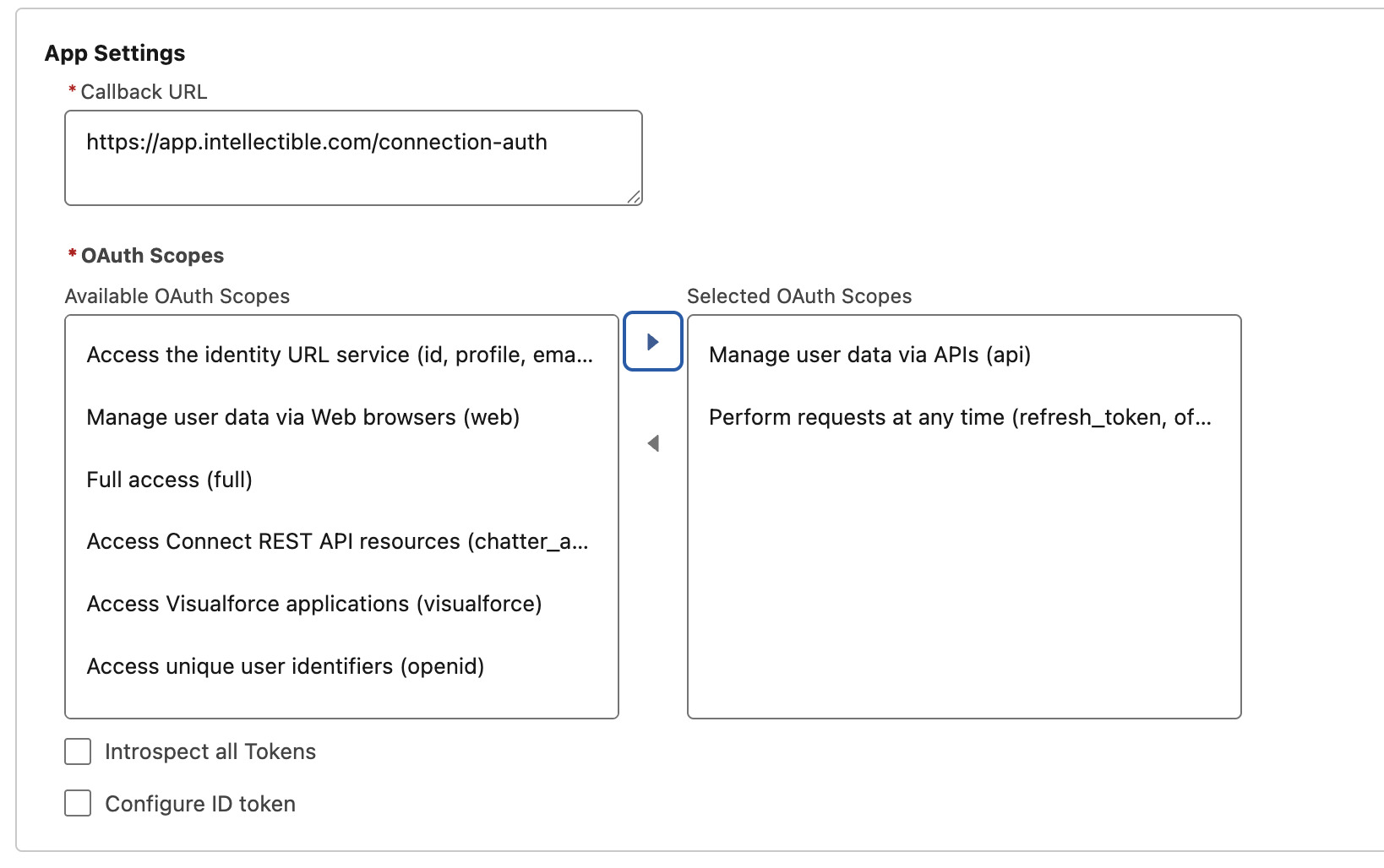 OAuth Settings → Callback URLs