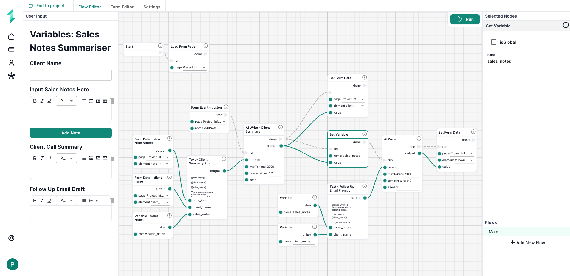 Finished Variables Workflow